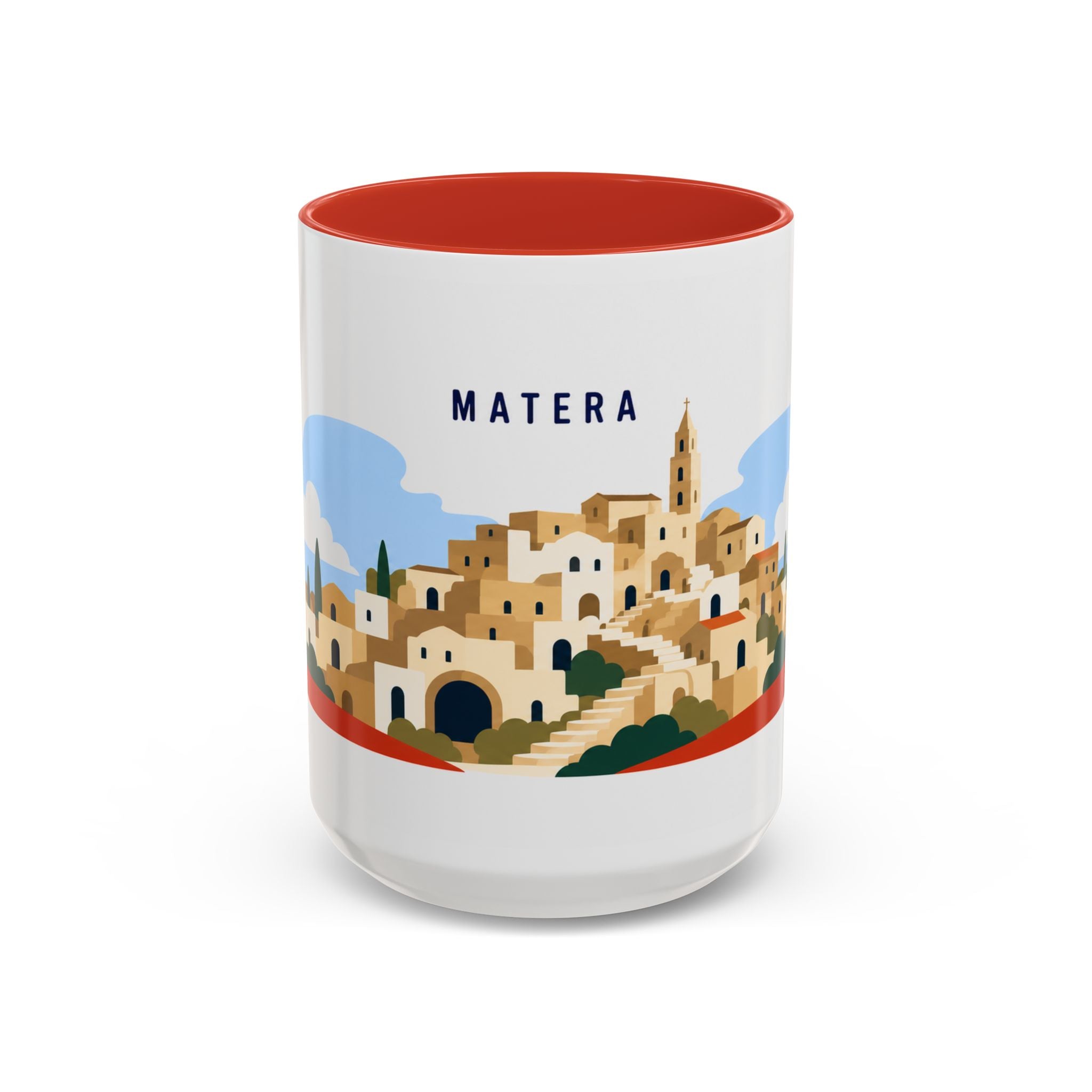 Matera Coffee Mug | Travel Destination Souvenir Gift | Accent Color Ceramic 11oz 15oz