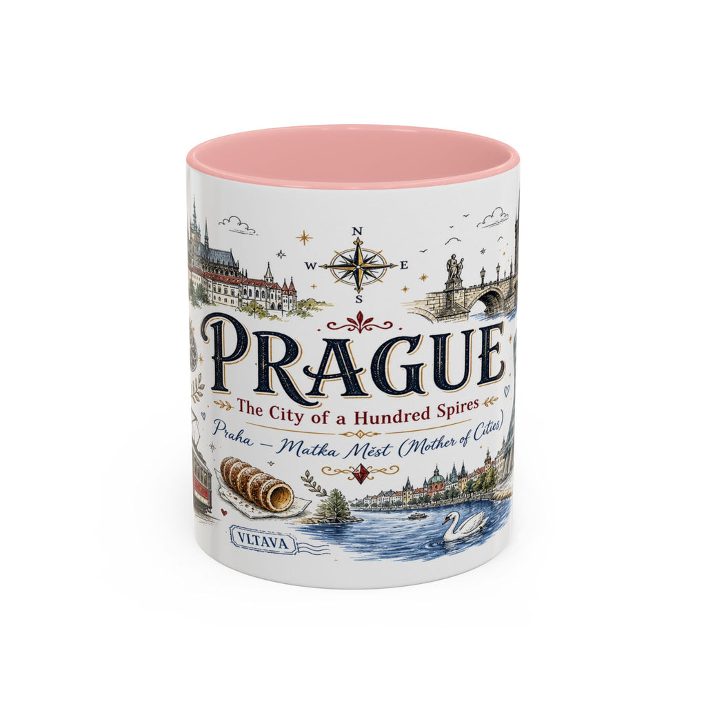 Prague Coffee Mug | Czech Republic Souvenir Travel Gift | Accent Color Ceramic 11oz 15oz