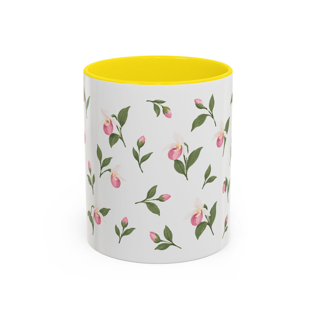 Minnesota Pink and White Lady Slipper Mug, State Flower Floral Coffee Cup, 11oz Botanical Gift