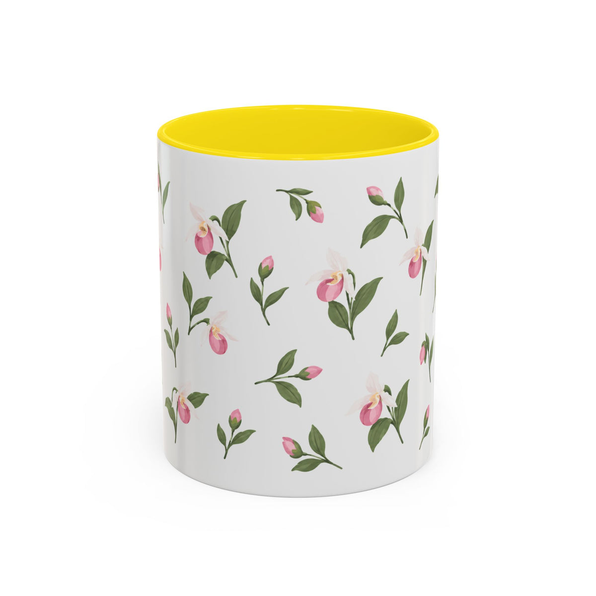 Minnesota Pink and White Lady Slipper Mug, State Flower Floral Coffee Cup, 11oz Botanical Gift