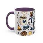 Teacher Fuel Coffee Mug | Powered by Coffee and Wine Funny Gift | Accent Color Ceramic 11oz 15oz