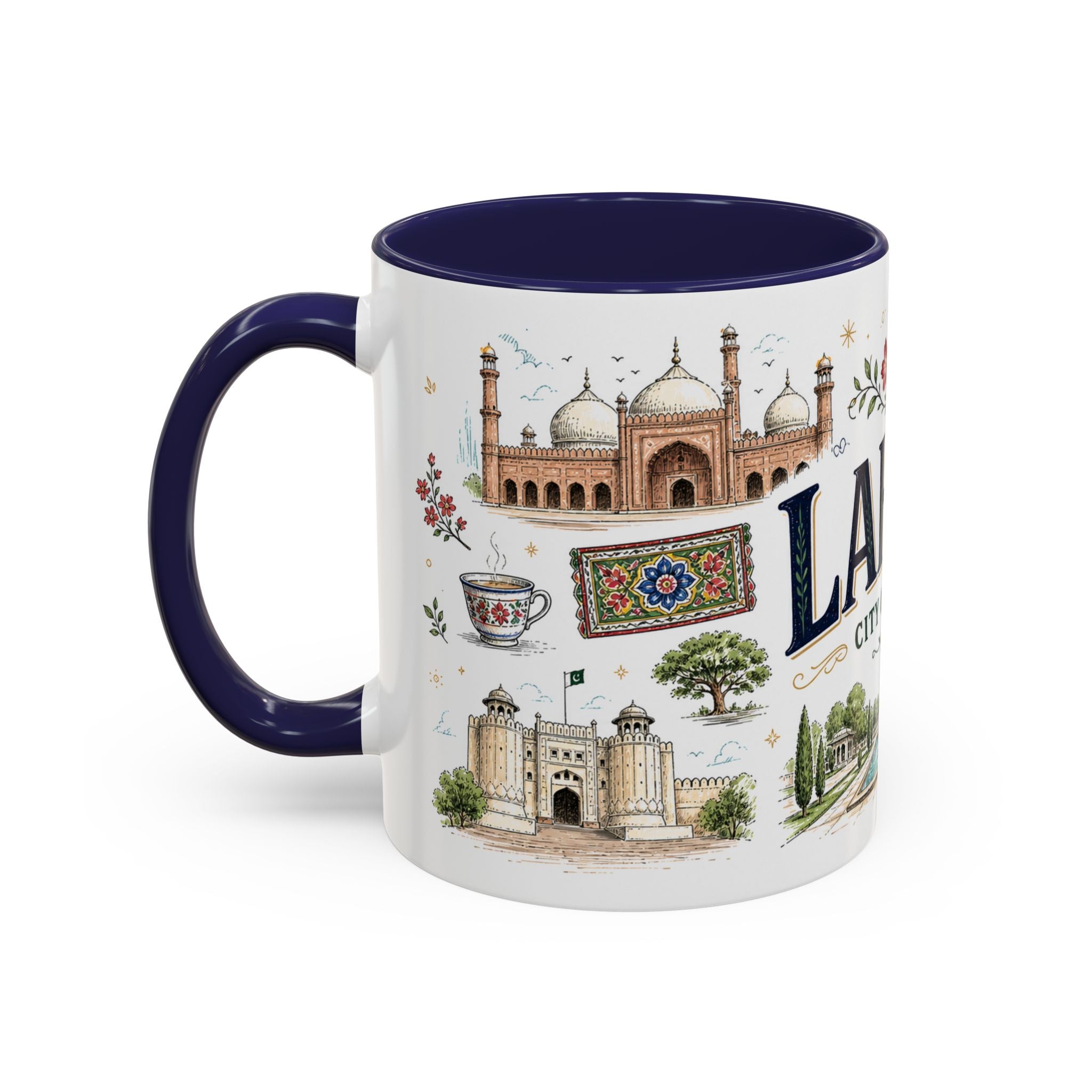 Lahore Coffee Mug | Pakistan Souvenir Travel Gift | Accent Color Ceramic 11oz 15oz