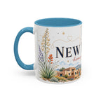 New Mexico State Map Mug | Desert Scenery, Yucca Flower Accent Coffee Cup