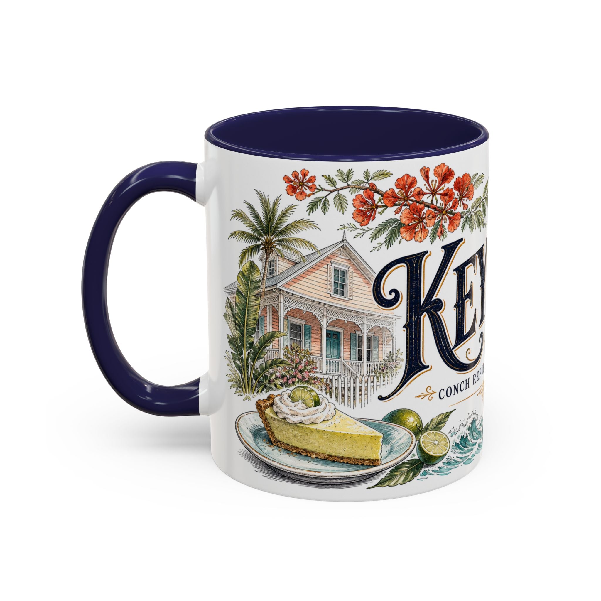 Key West Coffee Mug | United States Travel Souvenir | Vintage Illustrated City Gift | 11 oz 15 oz Accent Mug
