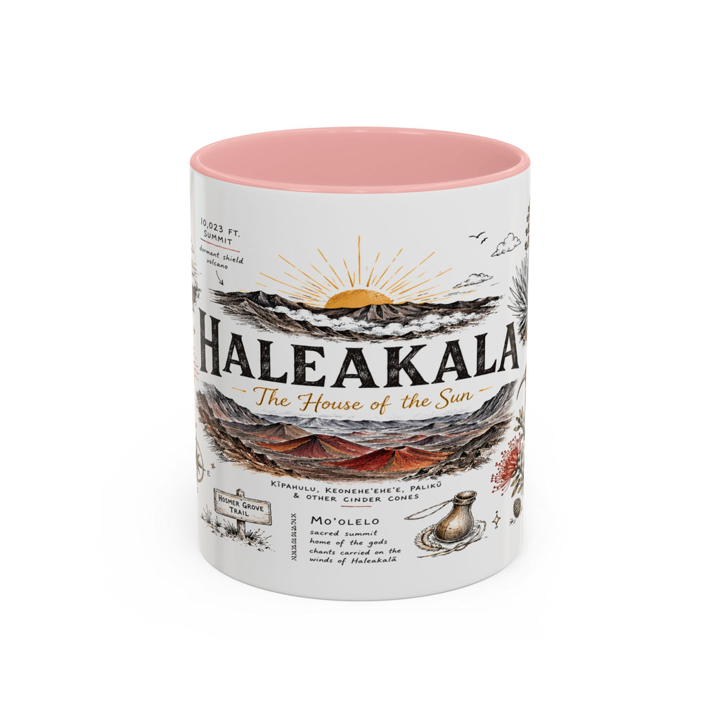 Haleakala National Park Coffee Mug | Hawaii Maui Sunrise Crater Gift | Accent Color Ceramic 11oz 15oz