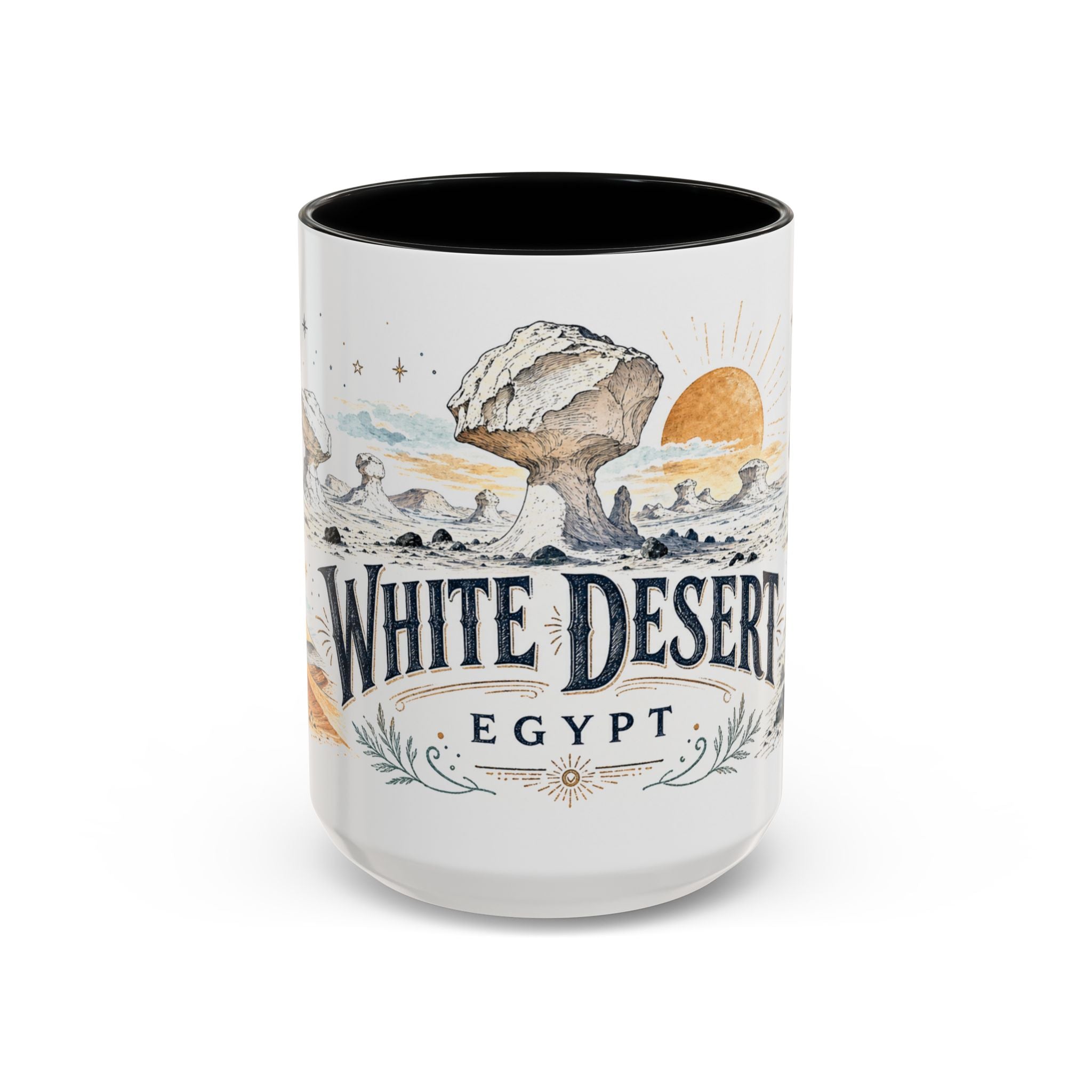 White Desert Mug, Egypt Travel Souvenir, Bucket List Gift, Accent Ceramic Coffee Mug 11oz 15oz