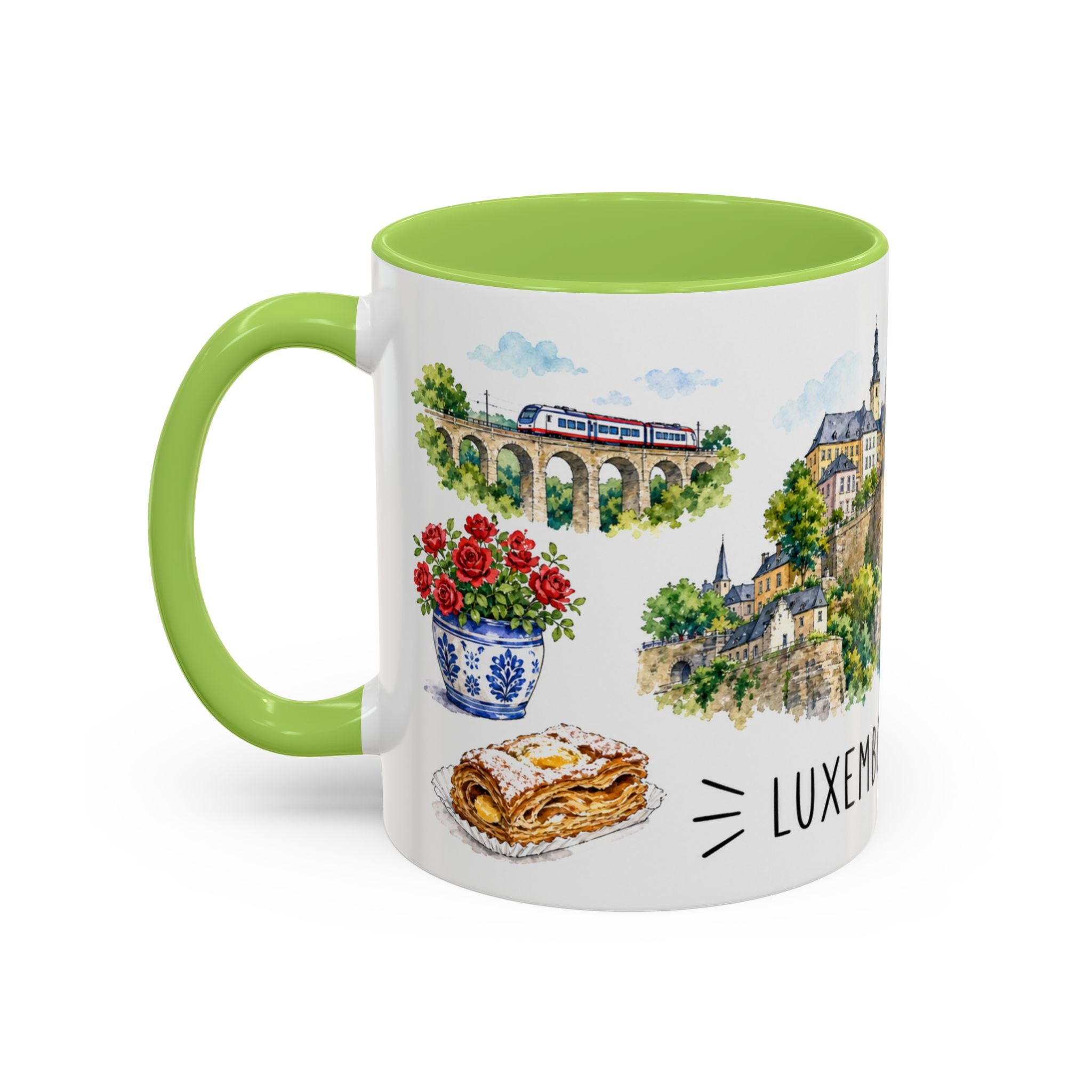 Luxembourg City Illustrated Travel Mug | City Souvenir Accent Coffee Mug | 11oz 15oz Ceramic Cup