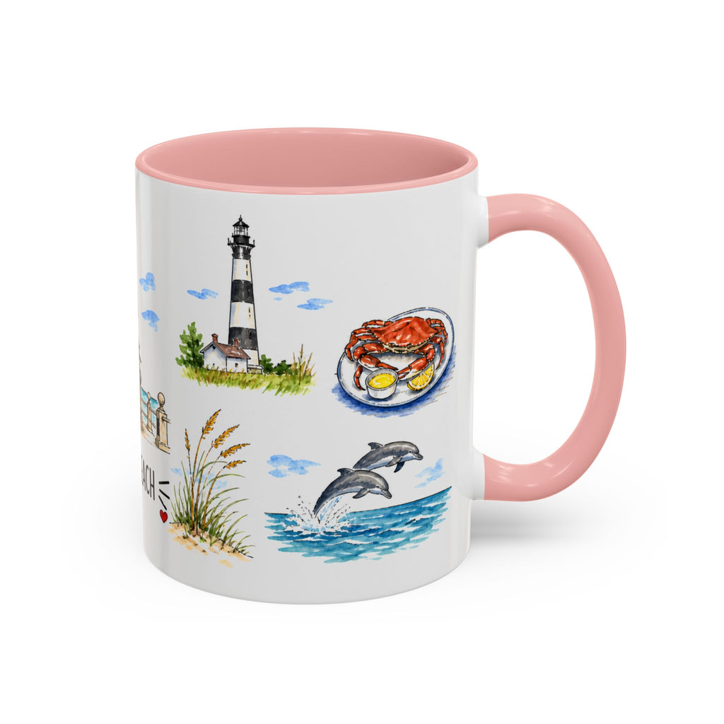 Virginia Beach Illustrated Travel Mug | City Souvenir Accent Coffee Mug | 11oz 15oz Ceramic Cup