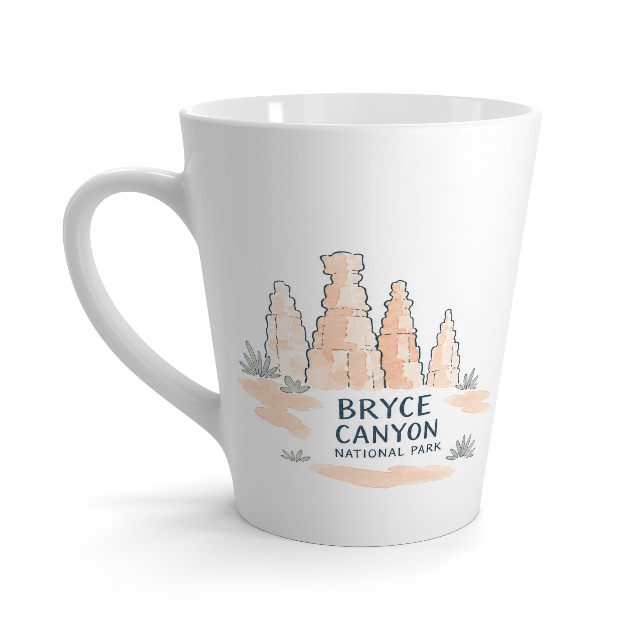 Bryce Canyon National Park Latte Mug | Pastel Watercolor Nature Coffee Cup | 12 oz Travel Souvenir Gift