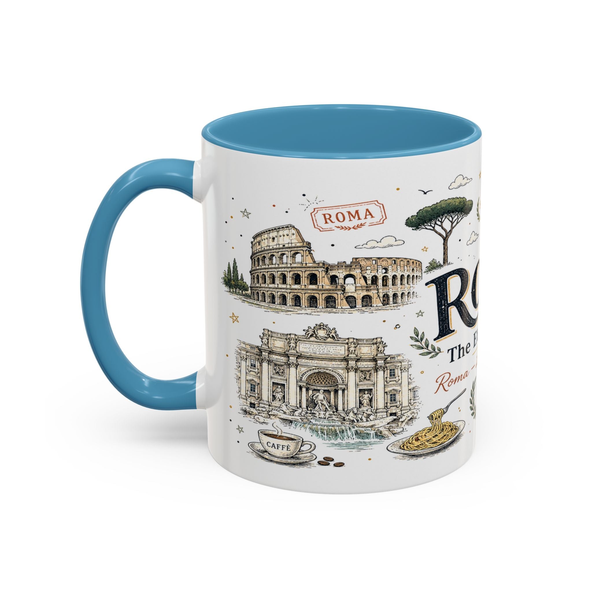 Rome Coffee Mug | Italy Souvenir Travel Gift | Accent Color Ceramic 11oz 15oz