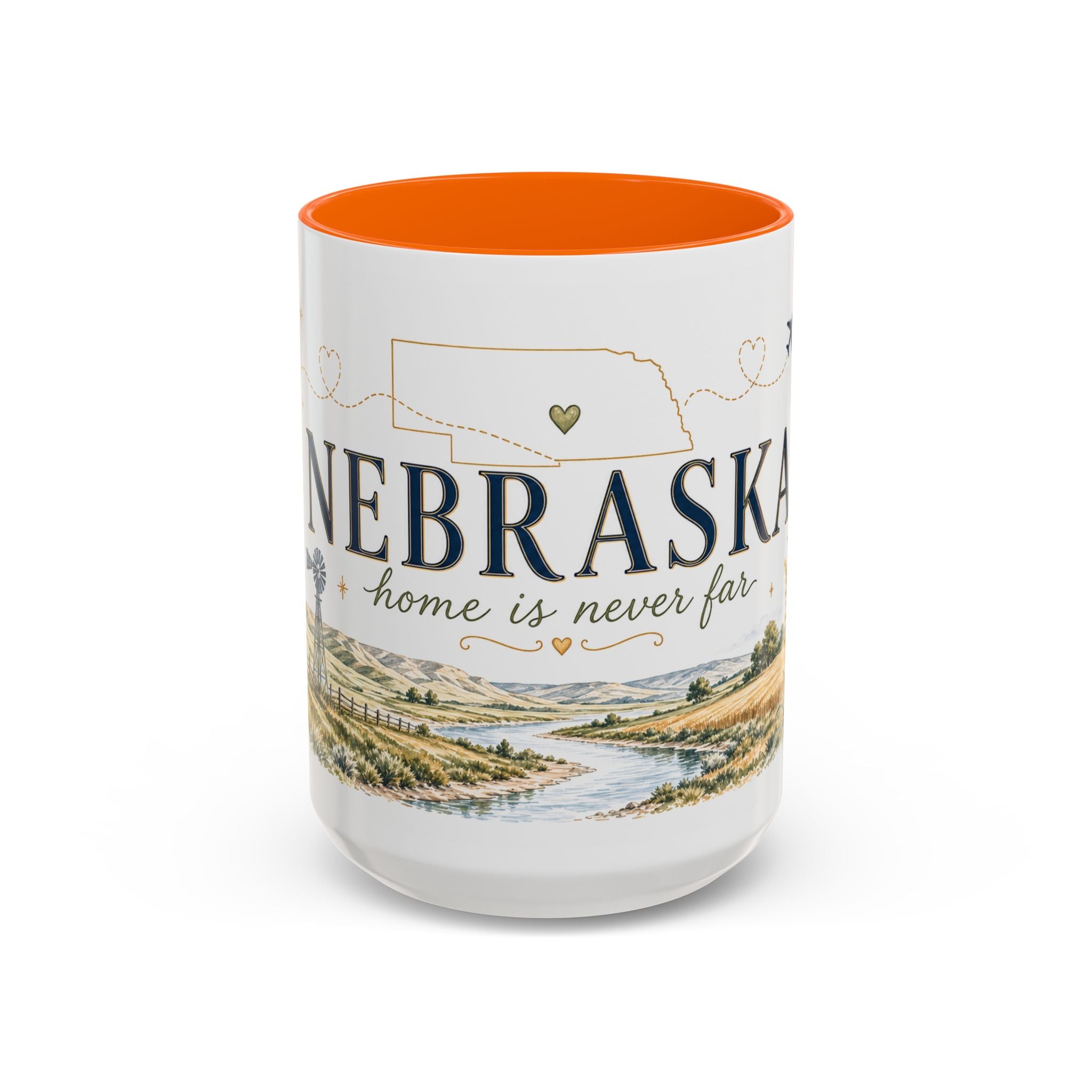 Nebraska State Mug | Moving Away, Long Distance Friendship Gift | Botanical Landscape Accent Mug