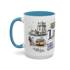 Lisbon Coffee Mug | Portugal Travel Souvenir | Vintage Illustrated City Gift | 11 oz 15 oz Accent Mug