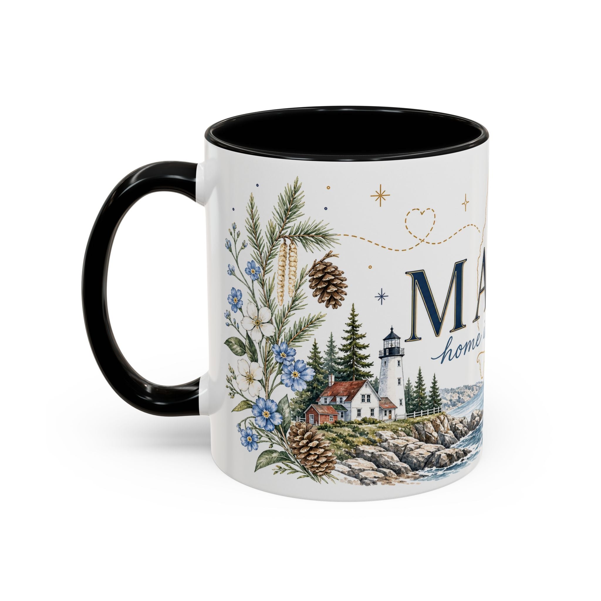 Maine State Mug | Moving Away, Long Distance Friendship Gift | 11oz 15oz Accent Mug
