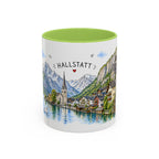 Hallstatt Illustrated Travel Mug | Austria Souvenir Accent Coffee Mug | 11oz 15oz Ceramic Cup