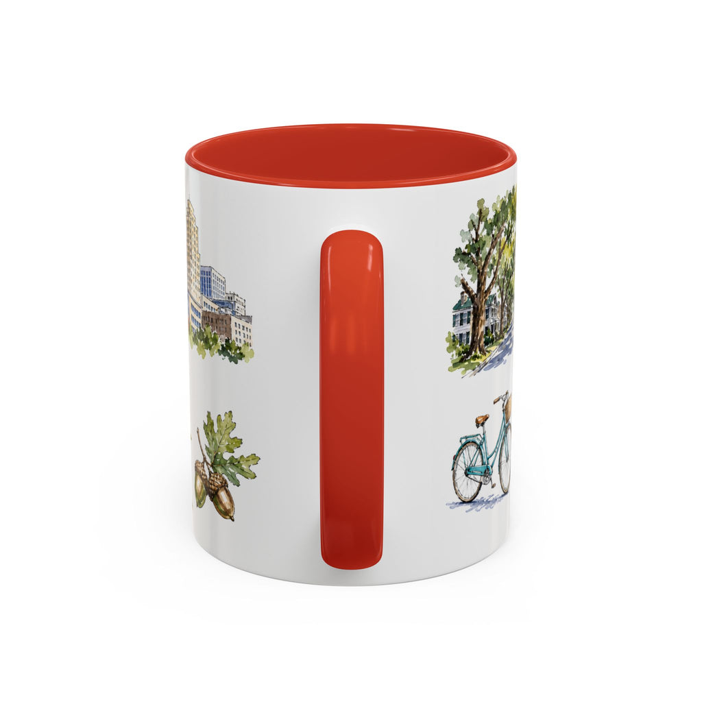 Raleigh Illustrated Travel Mug | City Souvenir Accent Coffee Mug | 11oz 15oz Ceramic Cup