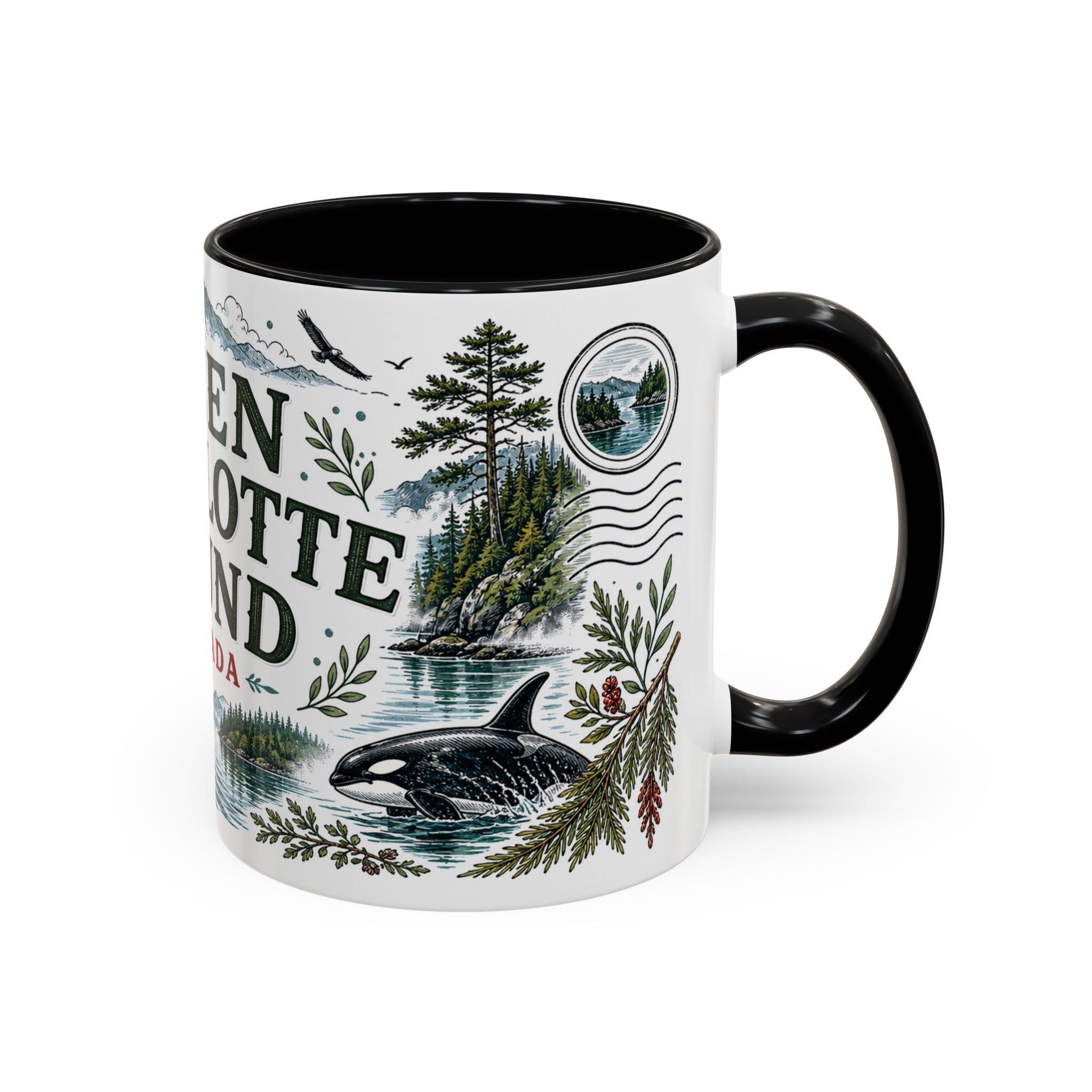 Queen Charlotte Sound Coffee Mug | Travel Destination Souvenir Gift | Accent Color Ceramic 11oz 15oz