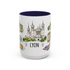 Lyon Illustrated Travel Mug | City Souvenir Accent Coffee Mug | 11oz 15oz Ceramic Cup