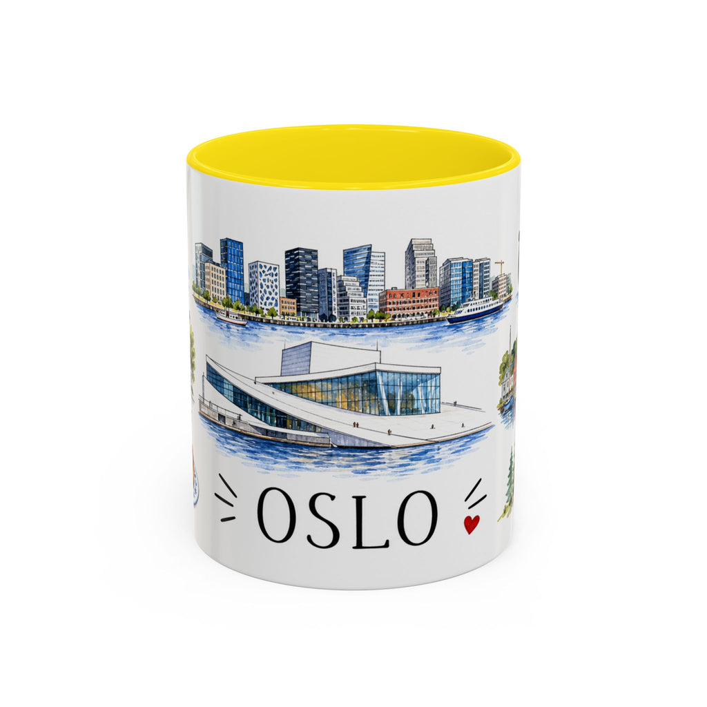 Oslo Illustrated Travel Mug | City Souvenir Accent Coffee Mug | 11oz 15oz Ceramic Cup