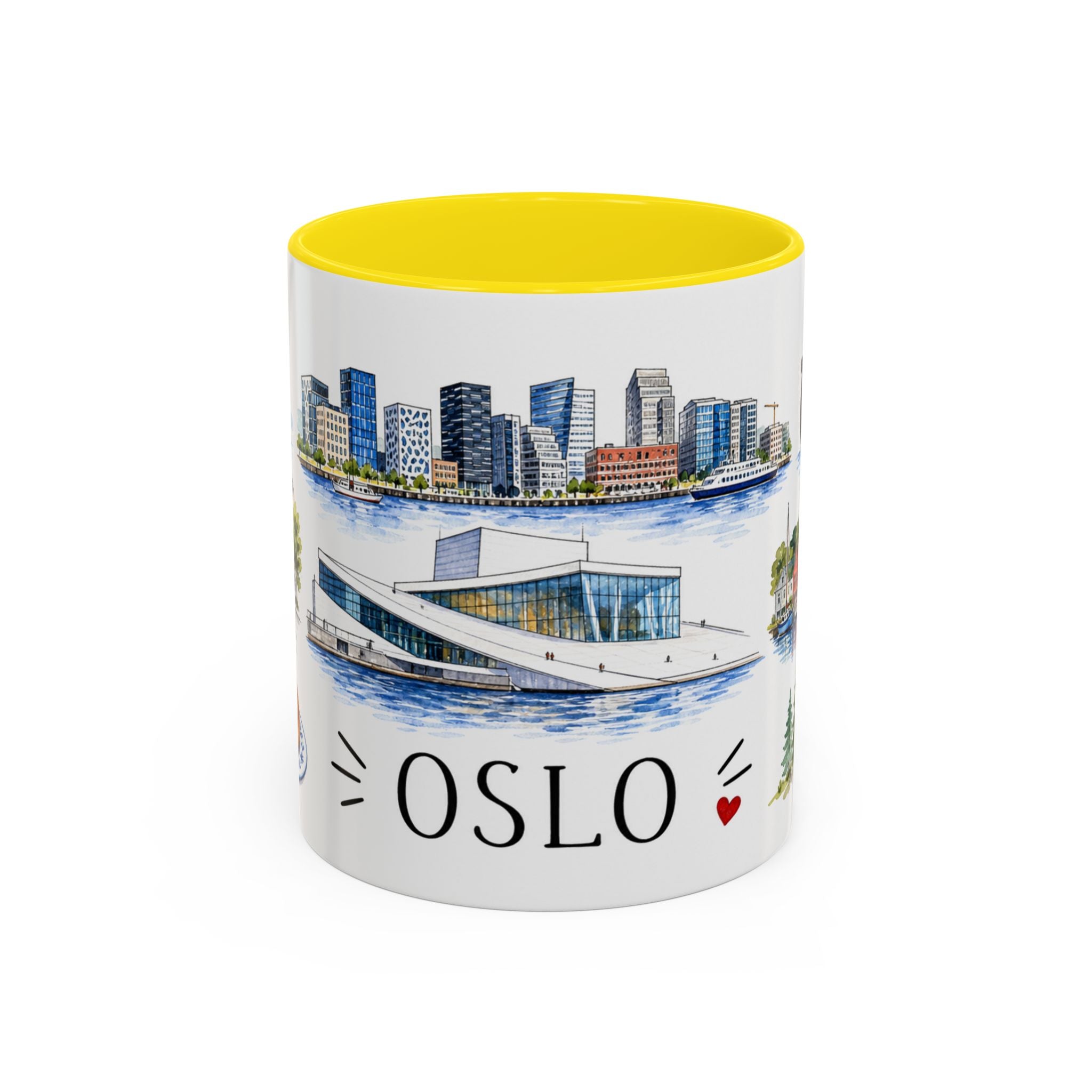 Oslo Illustrated Travel Mug | City Souvenir Accent Coffee Mug | 11oz 15oz Ceramic Cup