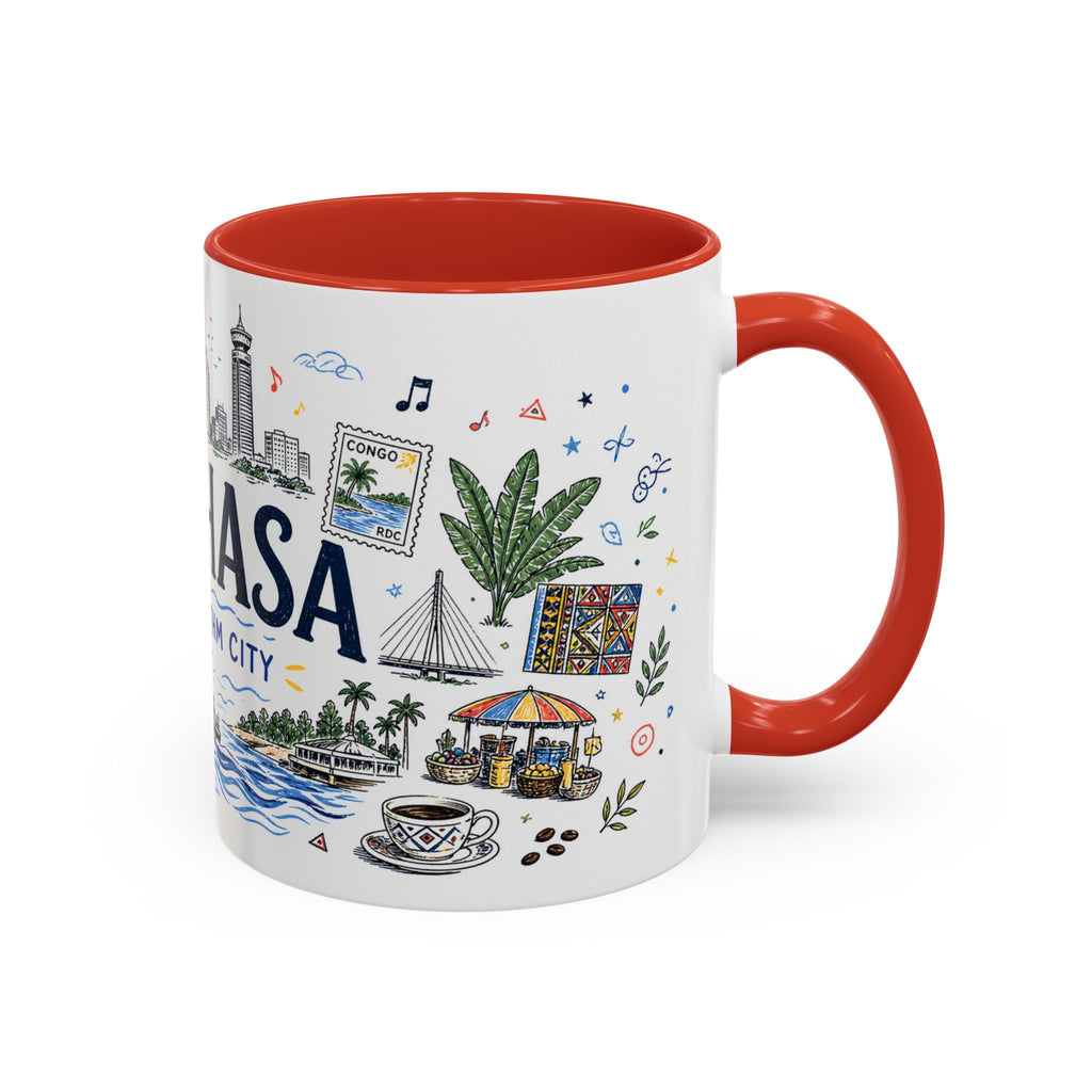 Kinshasa Coffee Mug | DR Congo Souvenir Travel Gift | Accent Color Ceramic 11oz 15oz
