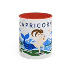 Capricorn Zodiac Coffee Mug | Sea Goat and Floral Design | Astrology Birthday Gift | 11 oz 15 oz Ceramic Accent Mug