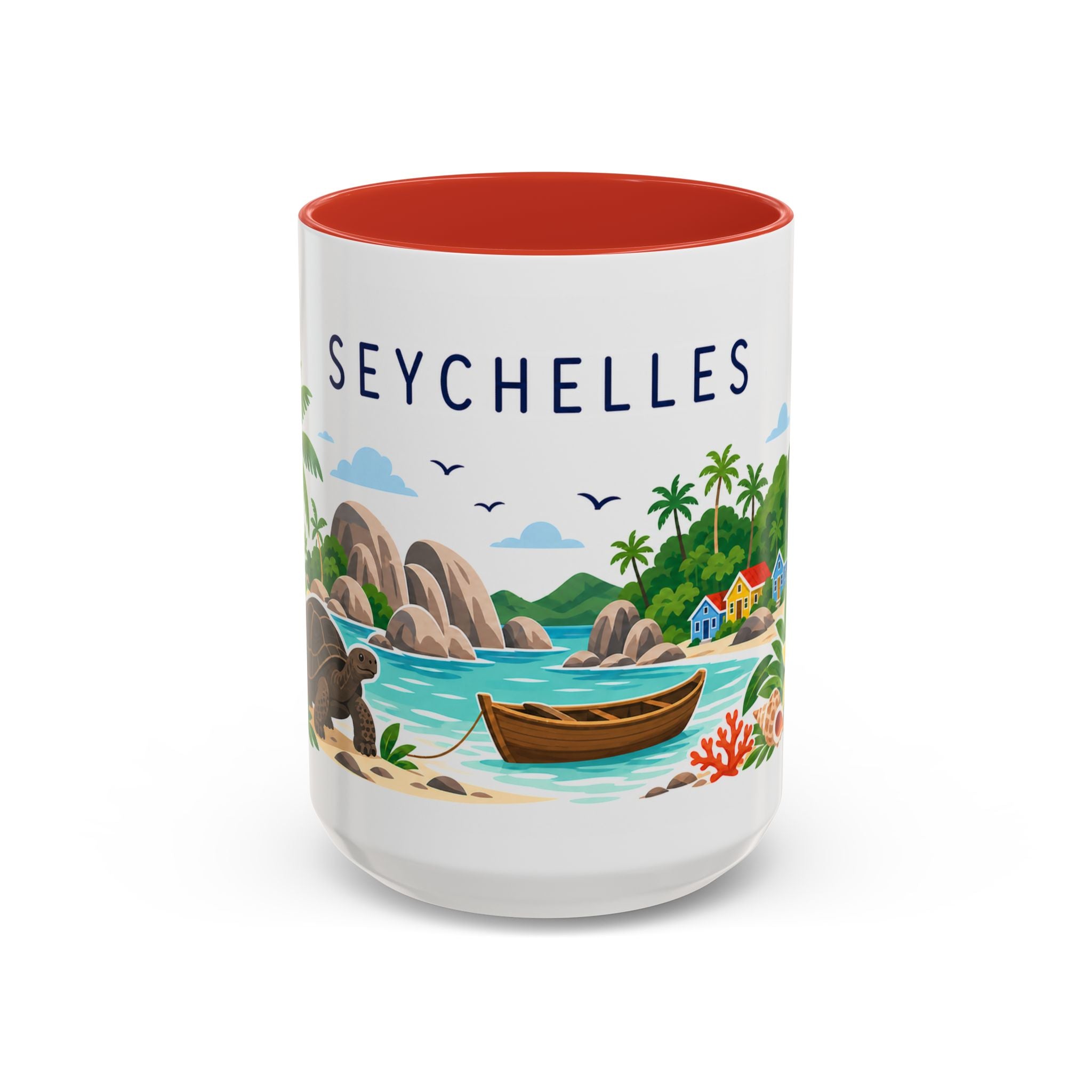 Seychelles Coffee Mug | Travel Destination Souvenir Gift | Accent Color Ceramic 11oz 15oz