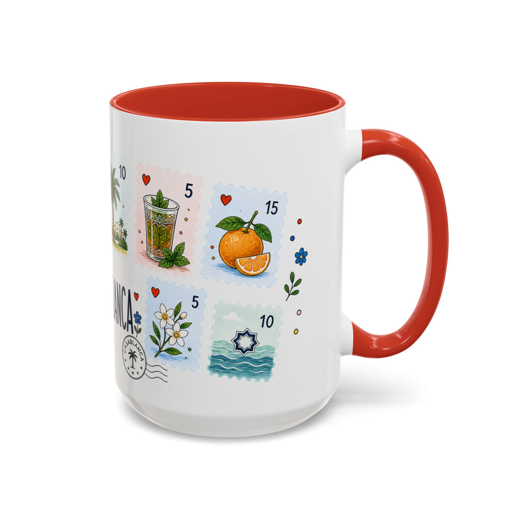 Casablanca Coffee Mug | Postage Stamp Collage Mug | Travel Souvenir Accent Cup 11oz 15oz