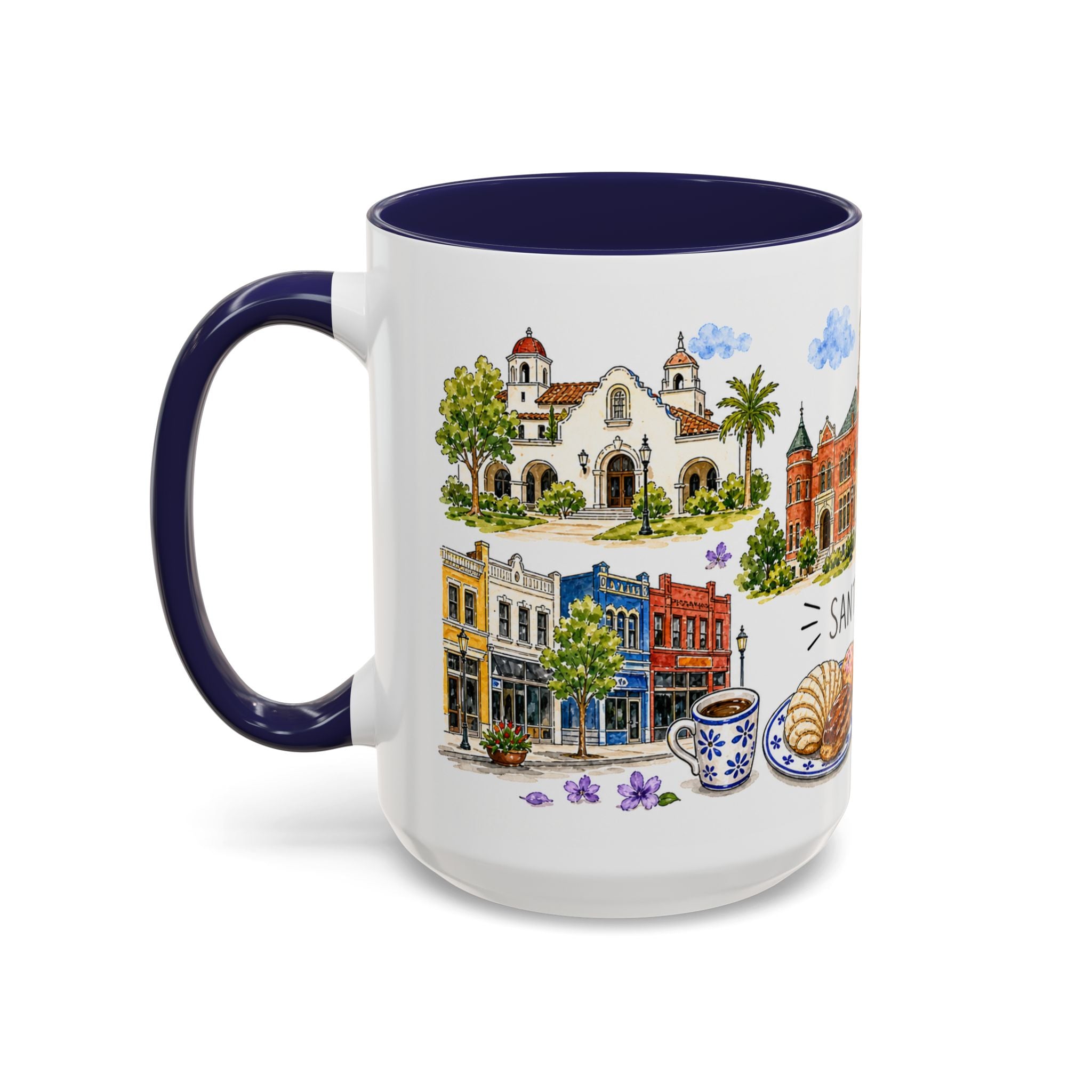 Santa Ana Illustrated Travel Mug | City Souvenir Accent Coffee Mug | 11oz 15oz Ceramic Cup