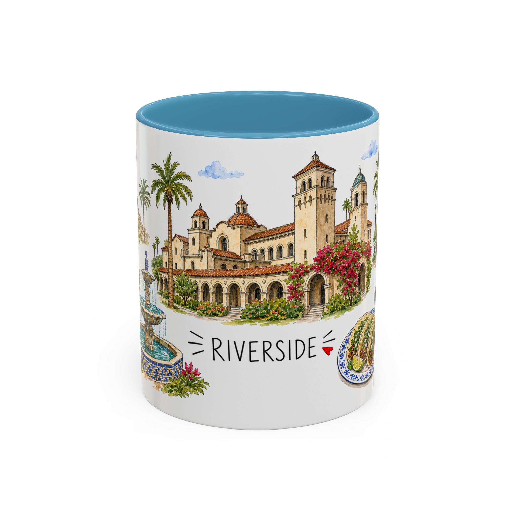 Riverside Illustrated Travel Mug | City Souvenir Accent Coffee Mug | 11oz 15oz Ceramic Cup