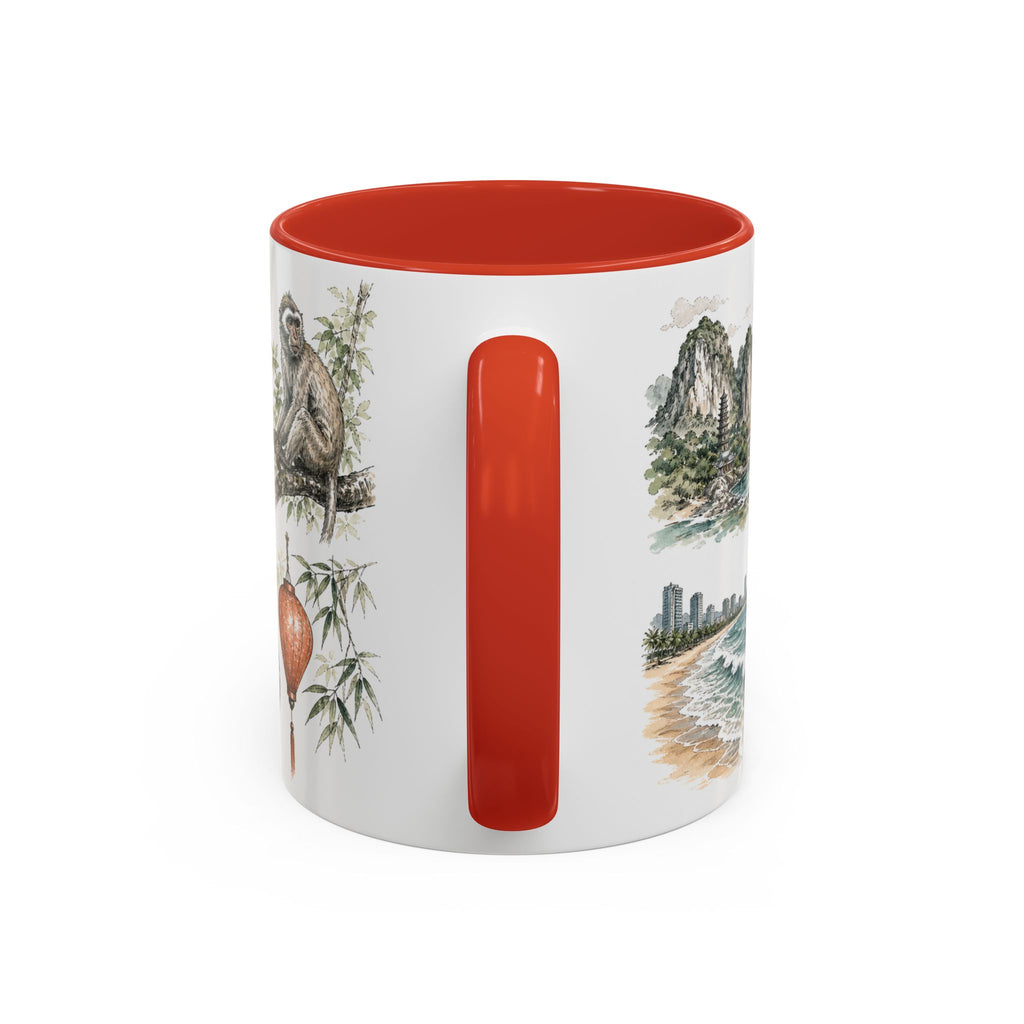 Da Nang Coffee Mug | Vietnam Travel Souvenir | Vintage Illustrated City Gift | 11 oz 15 oz Accent Mug