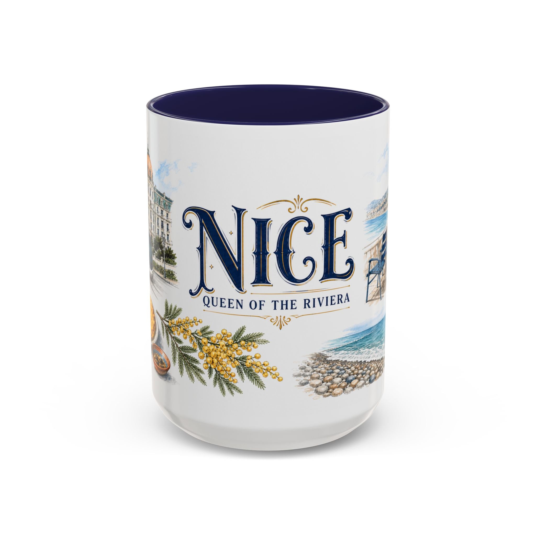 Nice Coffee Mug | France Travel Souvenir | Vintage Illustrated City Gift | 11 oz 15 oz Accent Mug