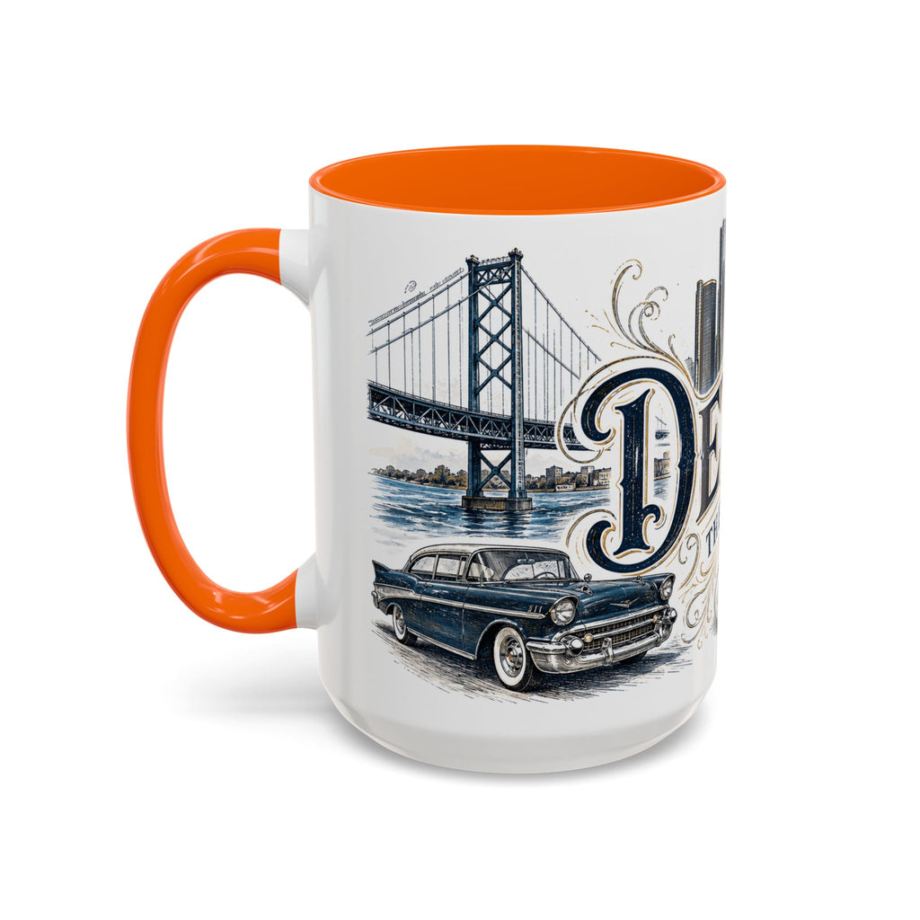 Detroit Coffee Mug | United States Travel Souvenir | Vintage Illustrated City Gift | 11 oz 15 oz Accent Mug