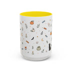 Halloween Party Mug | Ghost Black Cat Candy Watercolor Gift | Accent Cup 11oz 15oz