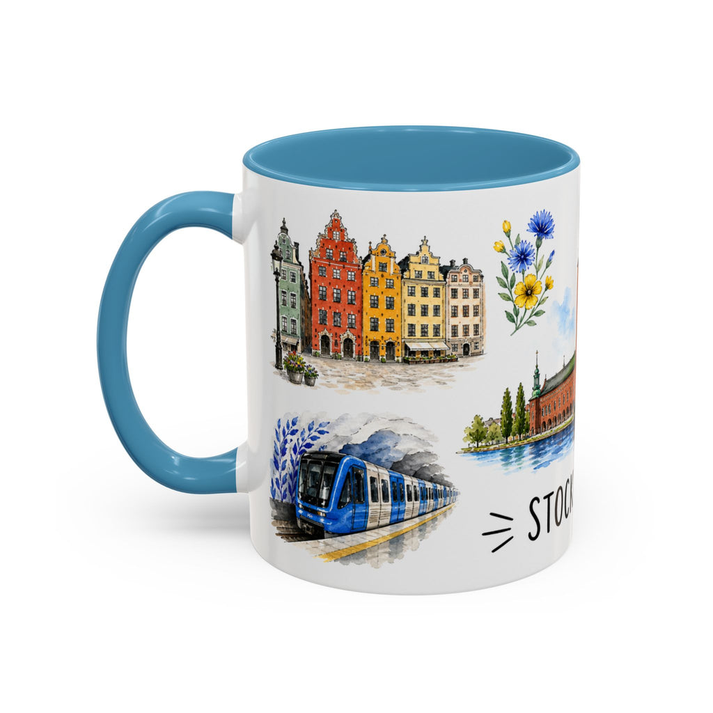 Stockholm Illustrated Travel Mug | City Souvenir Accent Coffee Mug | 11oz 15oz Ceramic Cup