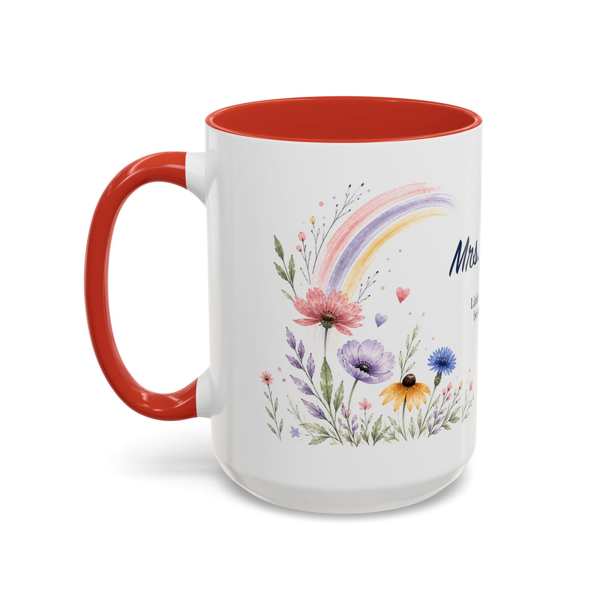 Personalized Kindergarten Teacher Mug | Custom Name Wildflower Rainbow Cup | Back to School Gift
