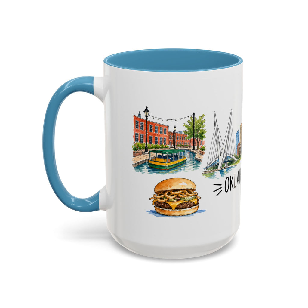 Oklahoma City Illustrated Travel Mug | City Souvenir Accent Coffee Mug | 11oz 15oz Ceramic Cup