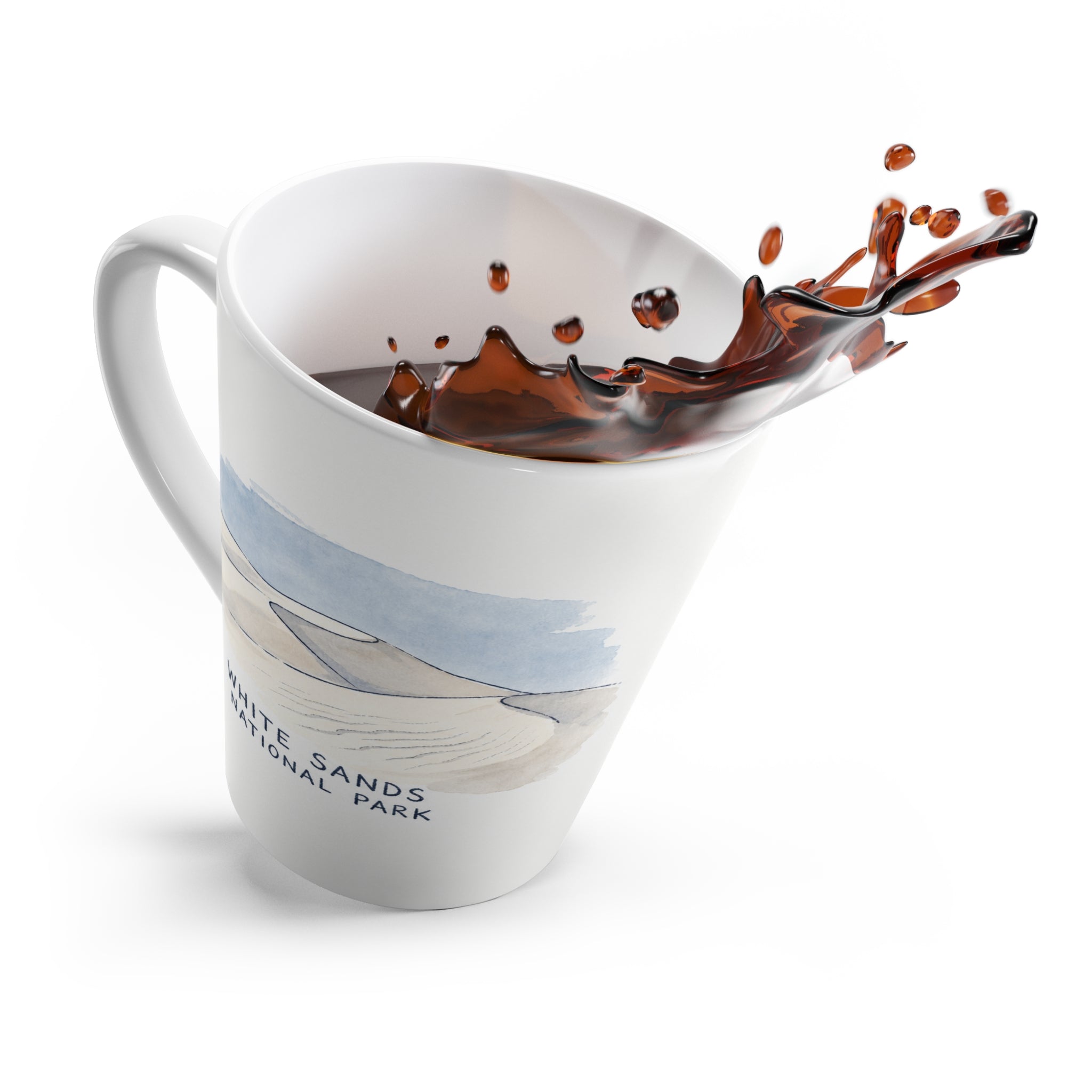 White Sands National Park Latte Mug | Pastel Watercolor Nature Coffee Cup | 12 oz Travel Souvenir Gift