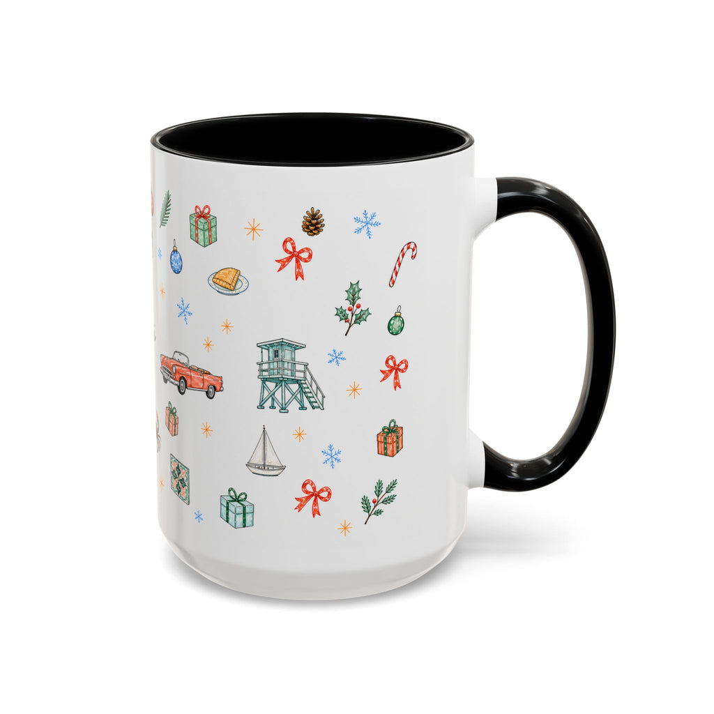 Miami Christmas Mug | Watercolor Art Deco City Souvenir (11oz/15oz)
