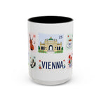 Vienna Coffee Mug | Postage Stamp Collage Mug | Travel Souvenir Accent Cup 11oz 15oz