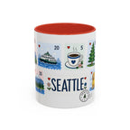 Seattle Coffee Mug | Postage Stamp Collage Mug | Travel Souvenir Accent Cup 11oz 15oz