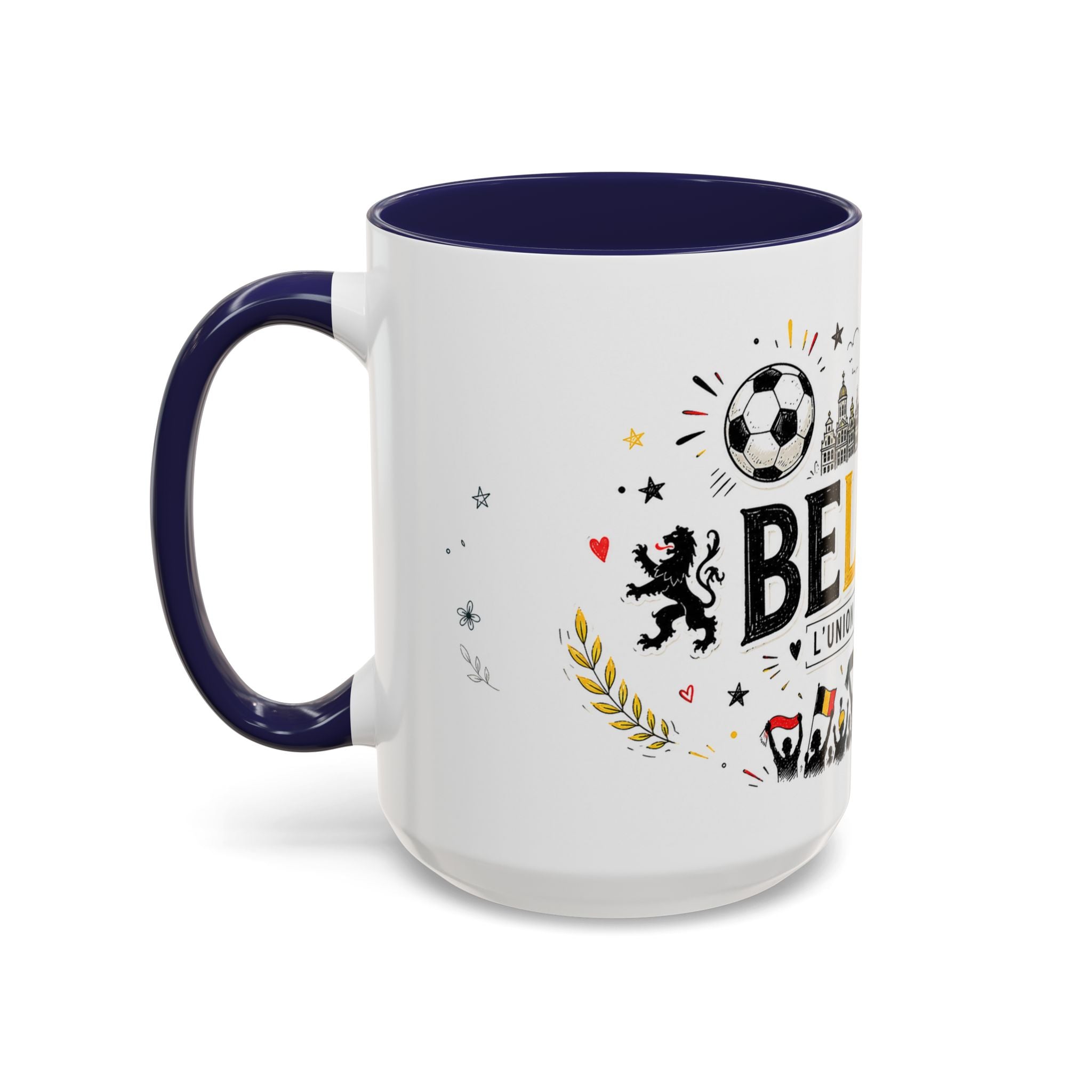 Belgium Soccer Coffee Mug | Soccer Fan Gift | Accent Color Ceramic 11oz 15oz Match Day Cup