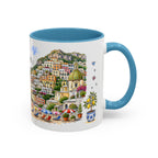 Positano Illustrated Travel Mug | Italy Souvenir Accent Coffee Mug | 11oz 15oz Ceramic Cup