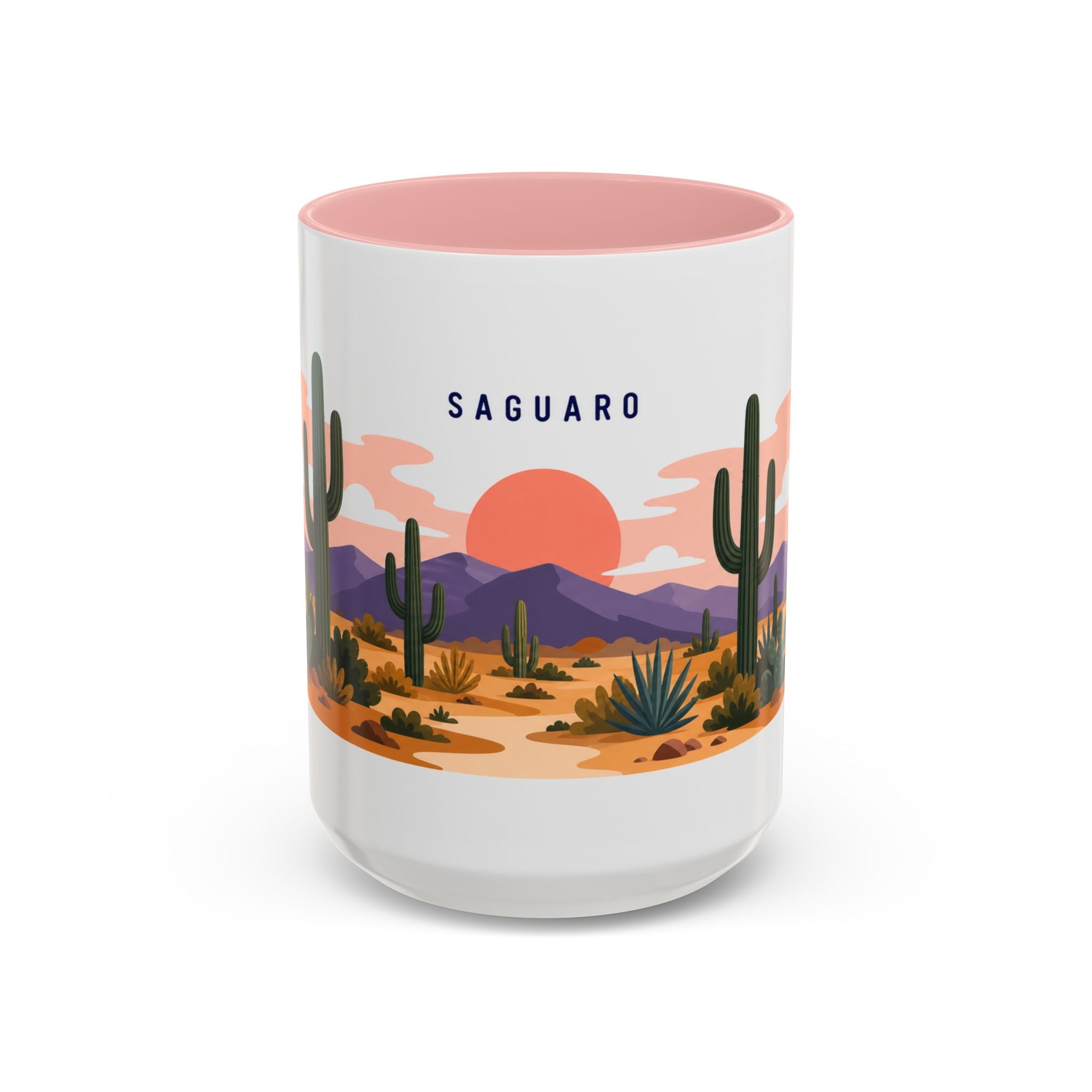 Saguaro National Park Coffee Mug | Solid Color Block Park Souvenir | 11oz 15oz Accent Mug