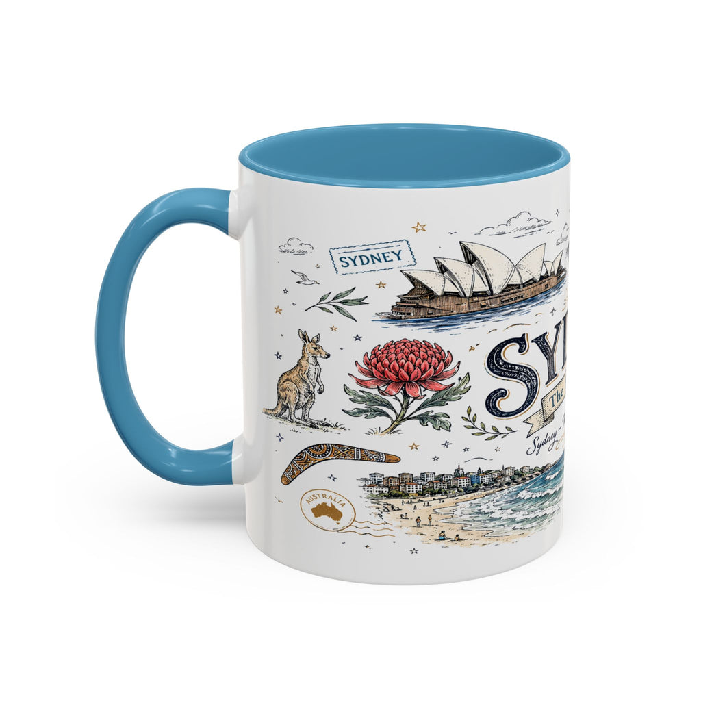 Sydney Coffee Mug | Australia Souvenir Travel Gift | Accent Color Ceramic 11oz 15oz
