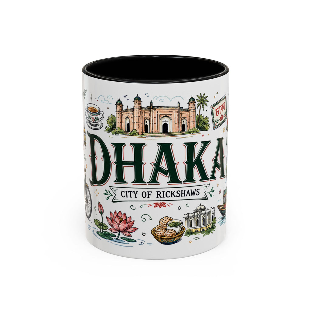 Dhaka Coffee Mug | Bangladesh Souvenir Travel Gift | Accent Color Ceramic 11oz 15oz