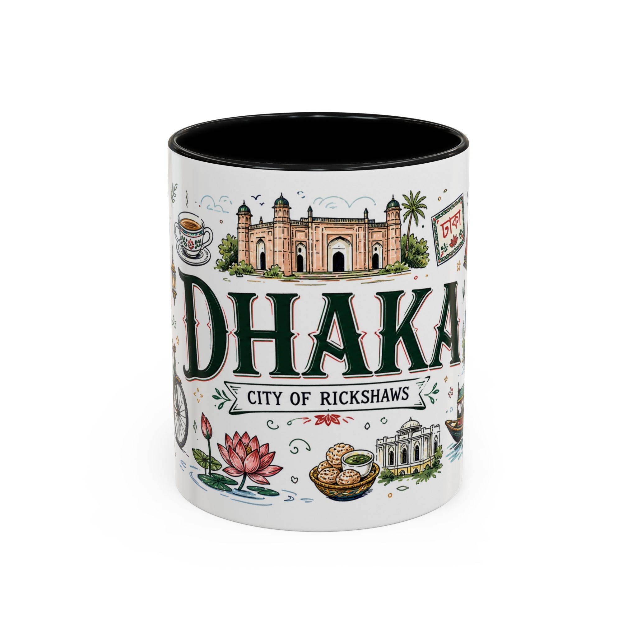 Dhaka Coffee Mug | Bangladesh Souvenir Travel Gift | Accent Color Ceramic 11oz 15oz