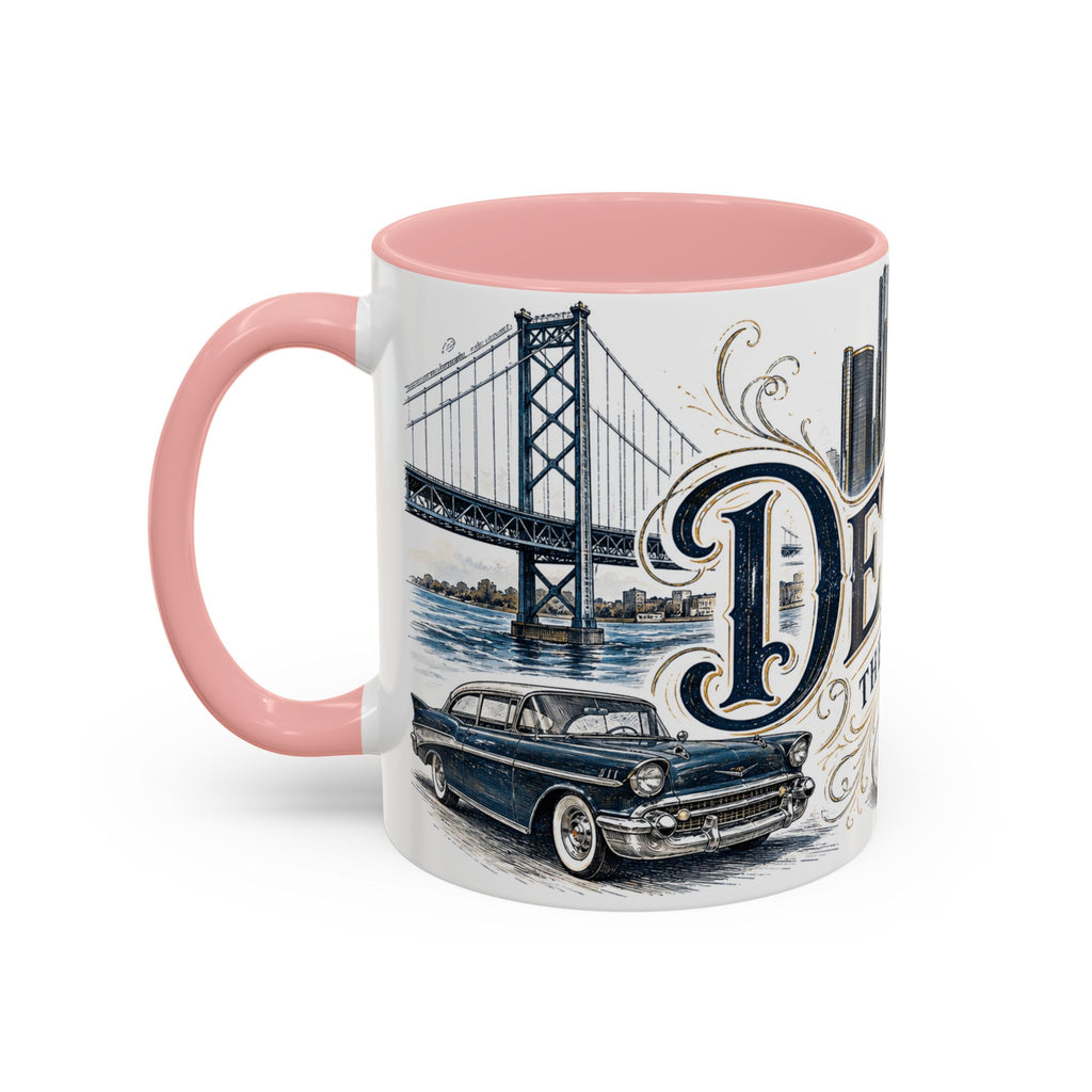 Detroit Coffee Mug | United States Travel Souvenir | Vintage Illustrated City Gift | 11 oz 15 oz Accent Mug