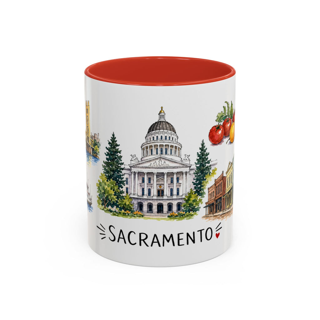 Sacramento Illustrated Travel Mug | City Souvenir Accent Coffee Mug | 11oz 15oz Ceramic Cup