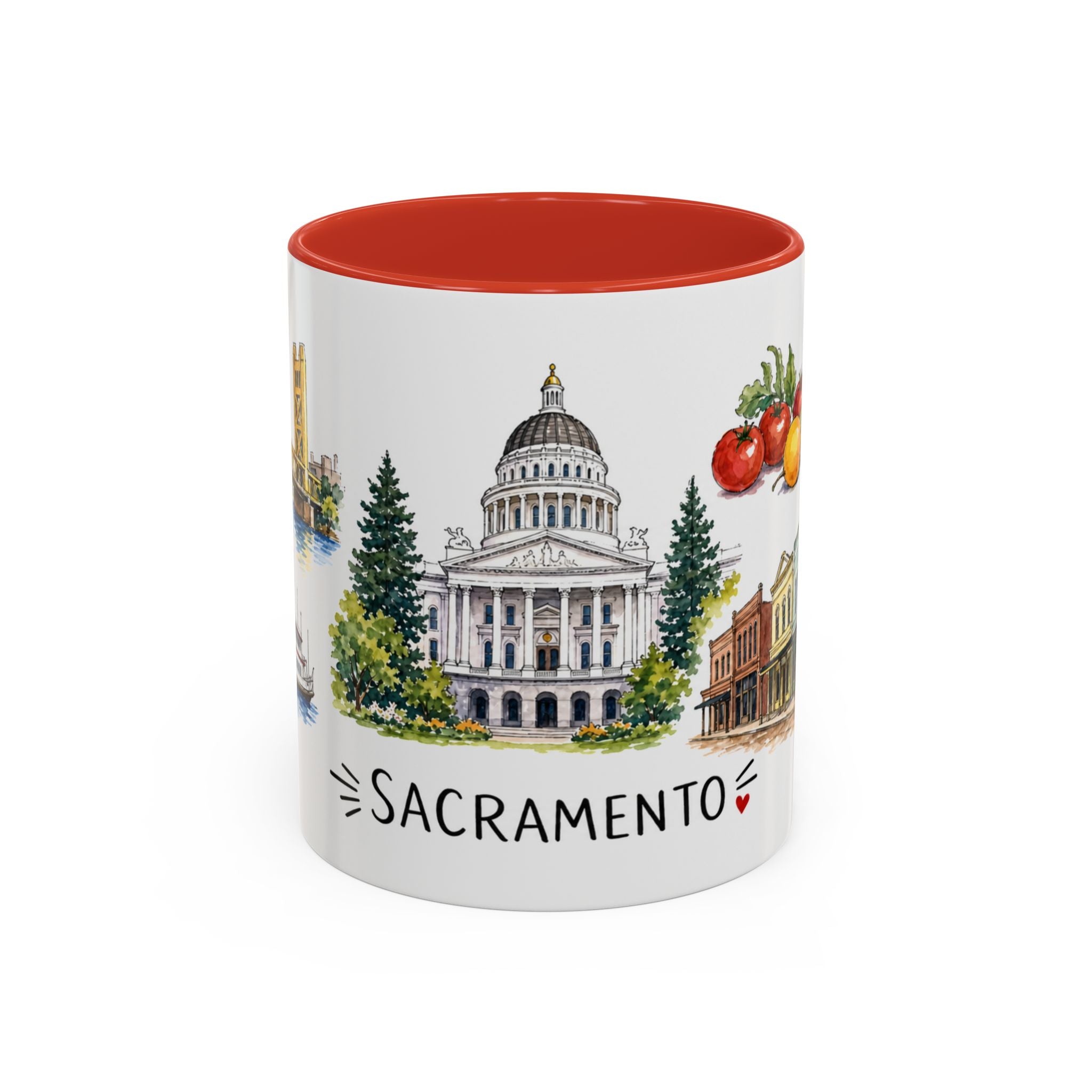 Sacramento Illustrated Travel Mug | City Souvenir Accent Coffee Mug | 11oz 15oz Ceramic Cup