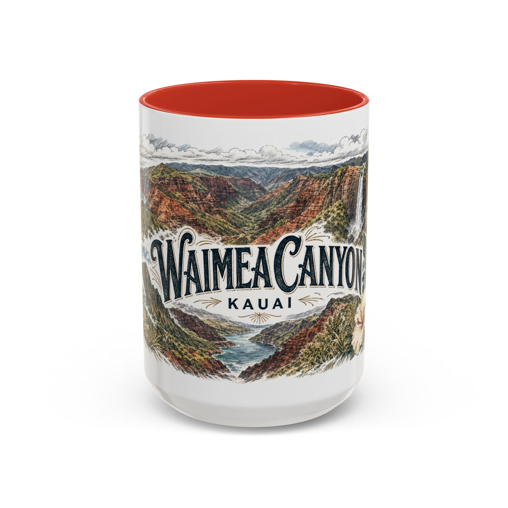 Waimea Canyon Mug, Kauai Travel Souvenir, Bucket List Gift, Accent Ceramic Coffee Mug 11oz 15oz